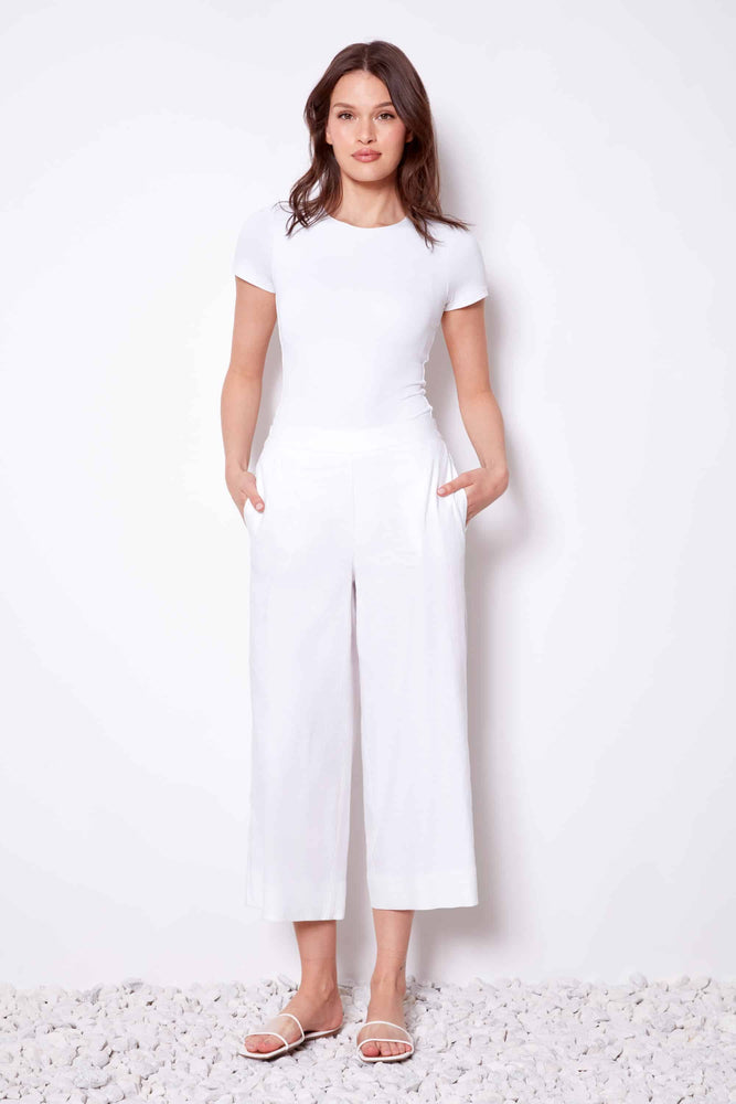 Linen Wide Leg Cropped Pant