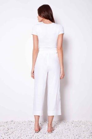 Linen Wide Leg Cropped Pant