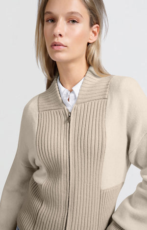 Bomber Cardigan with Rib