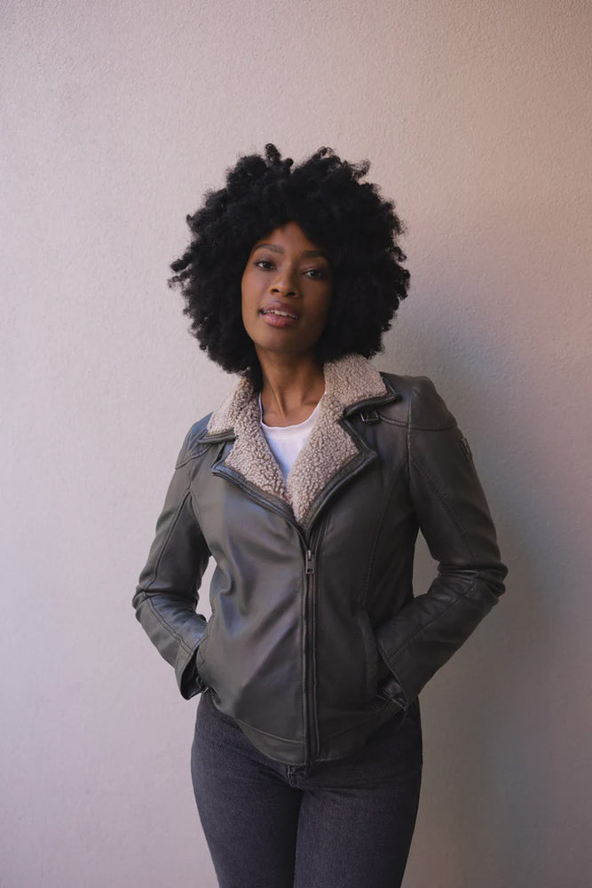 Jenja Sherpa Leather Jacket Moden Boutique