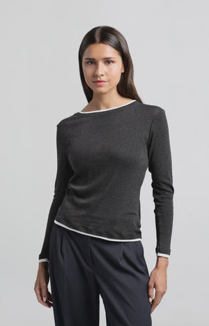 Faux Double Layer Long Sleeve