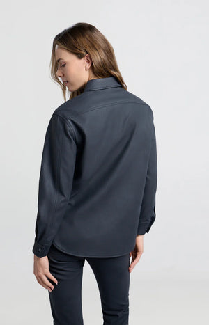 Oversized Shirt Jacket in Faux Leather